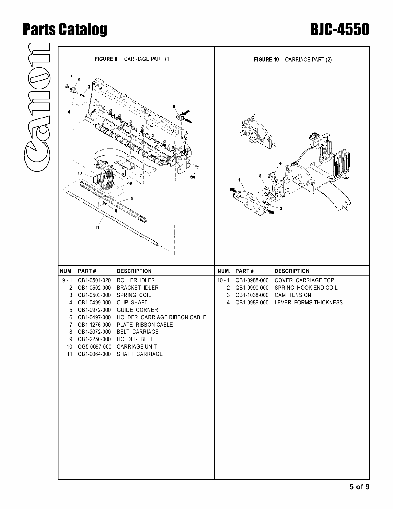 Canon BubbleJet BJC-4550 Parts Catalog Manual-5